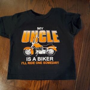 Rabbit Skins Black and Orange Biker Graphic Tee